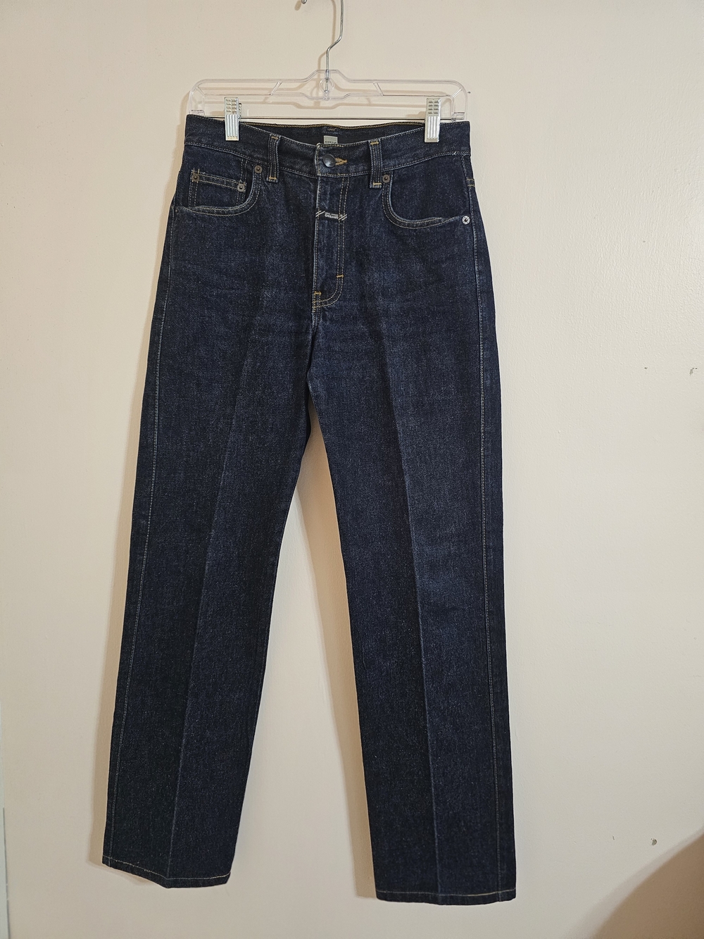 Marithe Francois Girbaud Sz 6 Long Straight Dark Blue Jeans High Waisr